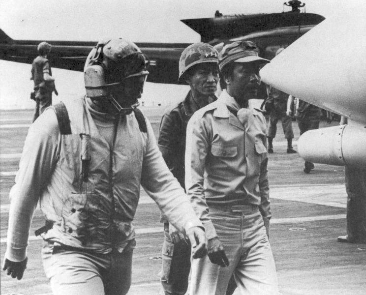 South Vietnam Air Vice Marshal Ky Seeks Refuge on USS Midway, Operation Frequent Wind, April 1975