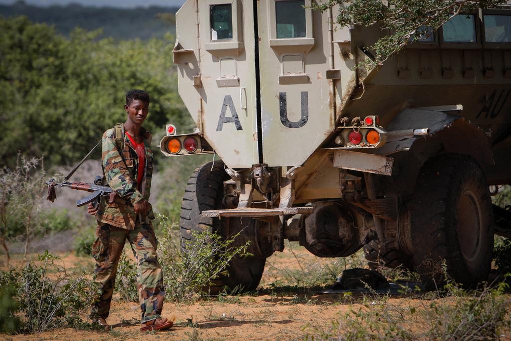 Somali Soldier and AU Vehicle