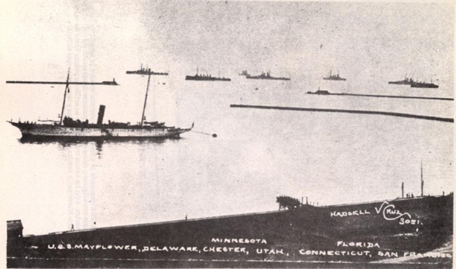 American Warships Cruise Through Veracruz, Mexico, 1914