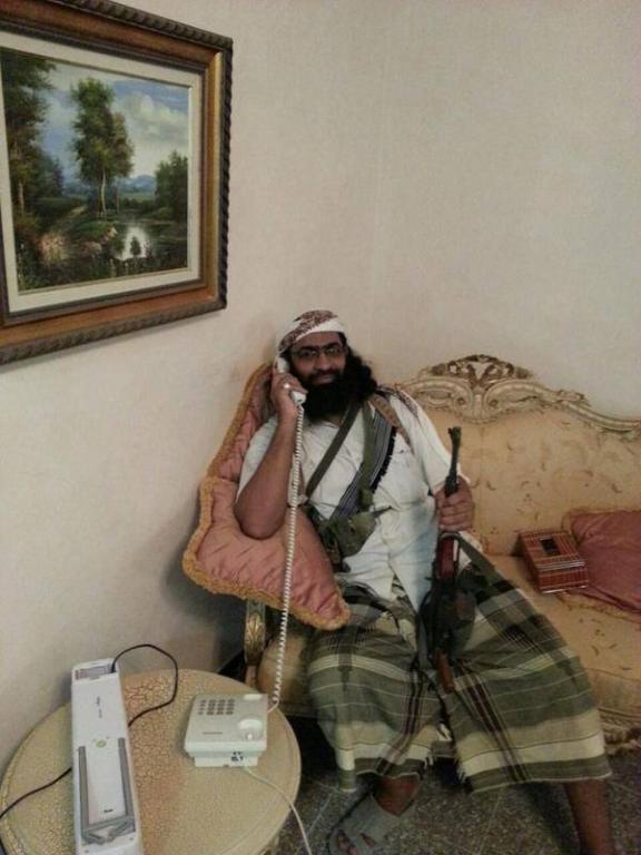 Khaled Batarfi Senior Member of AQAP in the Presidential Palace in Mukalla, Yemen; April 2015