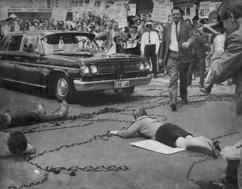 Anti Vietnam War Demonstrators mix with Greeters - Australia