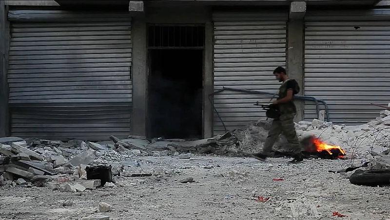 FSA Machine Gunner in Aleppo