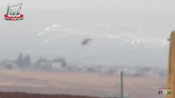 Russian Helicopter Bombarding Kafr Nabudah (Unverified) ; Hama, Syria, Oct 2015