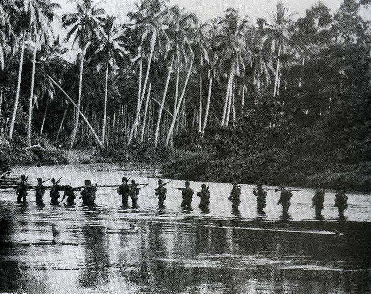 US Marines Crossing River, Guadalcanal, Solomon Islands, September 1942