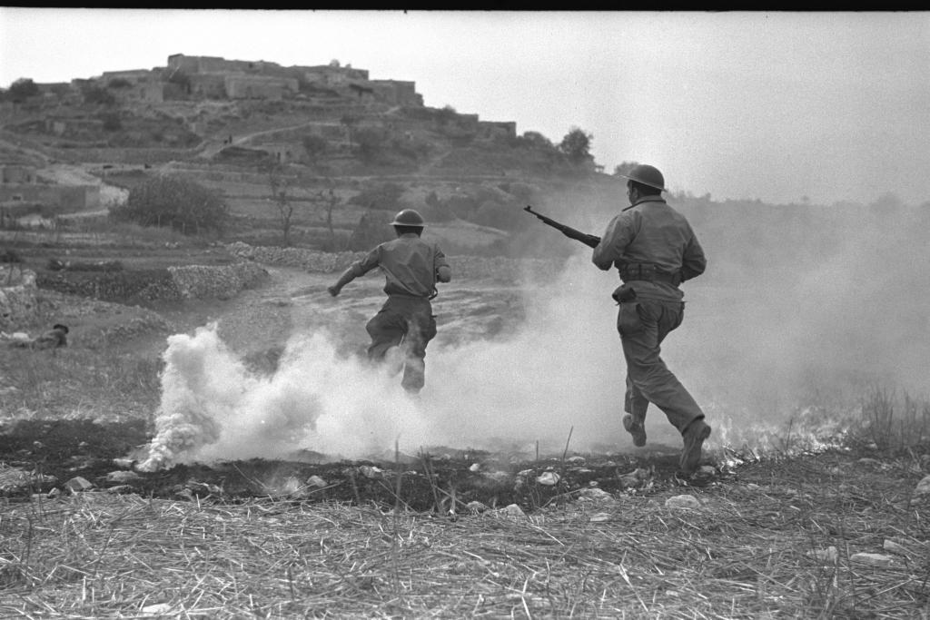 Israeli Soldiers in Battle with Arab Forces, Israel, 1948