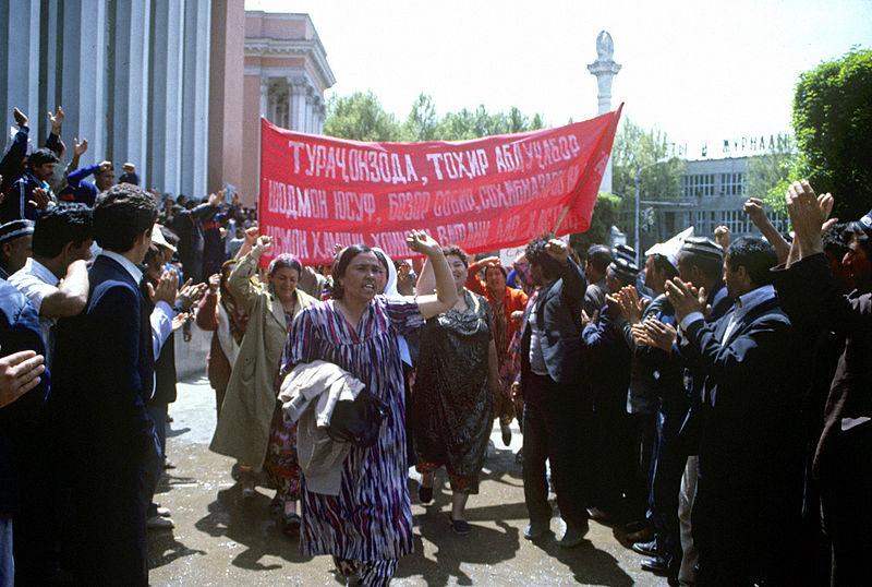 Rally on Ozodi square, Tajikistan, 1992