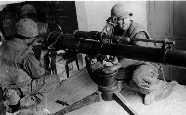 US Marines Fire Recoilless Rifle, Battle of Hue, South Vietnam,  February1968