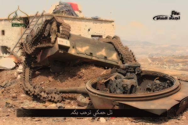 Remnants of Syrian Government Tank Destroyed by Jaish Al Fateh; Tall Hamakah, Idlib, Syria, July 201