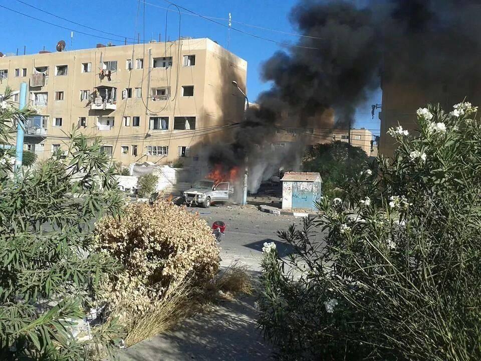 Car in Flames, Al Tabqah Syria, September 2014