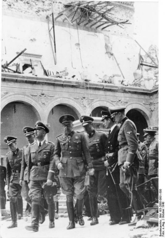 Heinrich Himmler Visits the Ruined Alcazar with Jose Moscardo, Toledo, Oct 1940