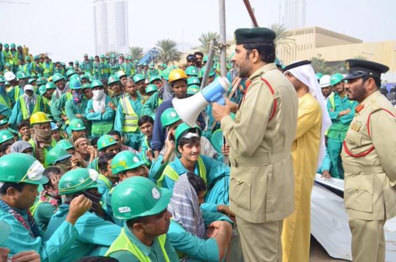 Dubai Police Force Addresses Protesting Workers, United Arab Emirates, March 2015