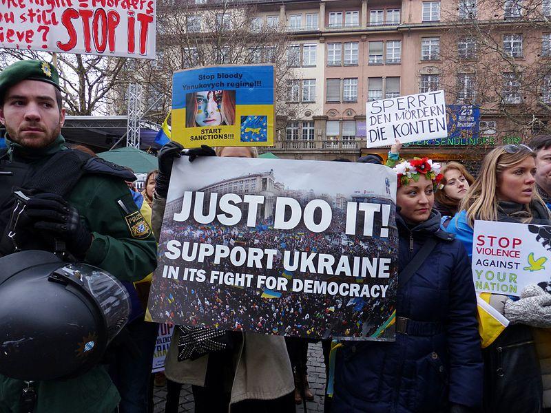 Euromaidan Solidarity Protest in Munich Germany, February 2014