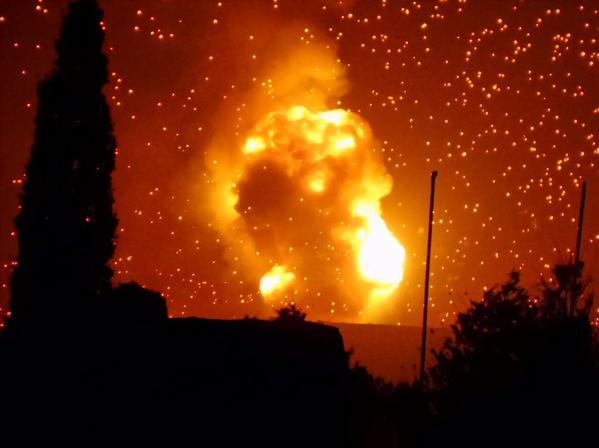 Night Time Airstrike Explosion; Attan, Yemen, 2015