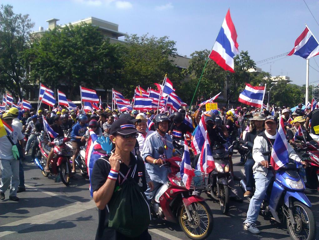 Protesters on Motorcycles, Bangkok Thailand, December 2013