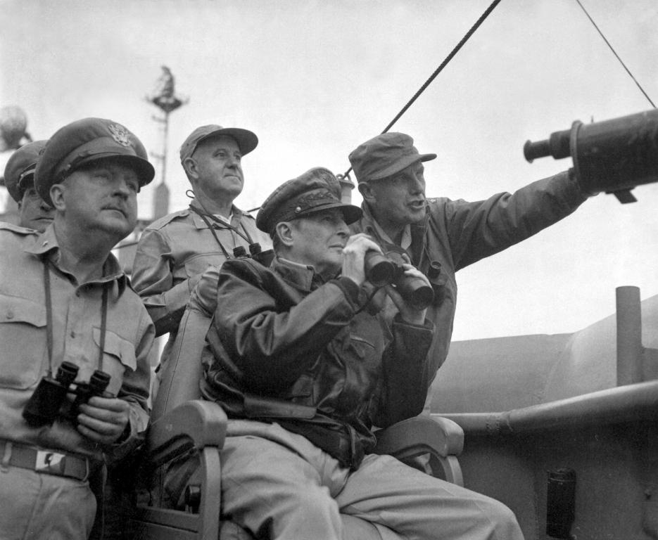 MacArthur Observes the Shelling of Incheon, Korea, September 1950