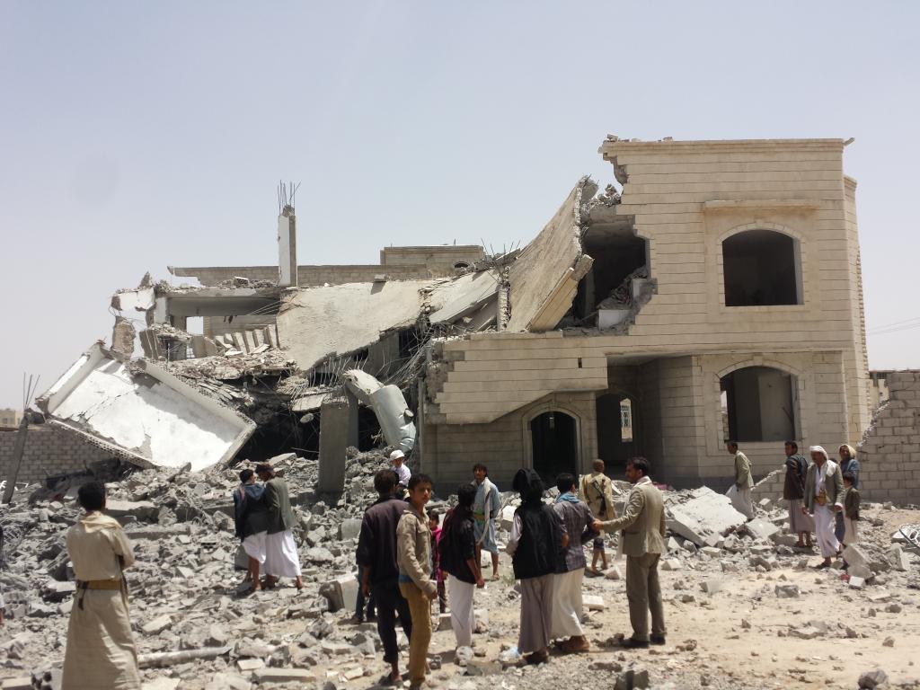 House Destroyed in Saudi Airstrike; South of Sanaa, Yemen, Jun 2015