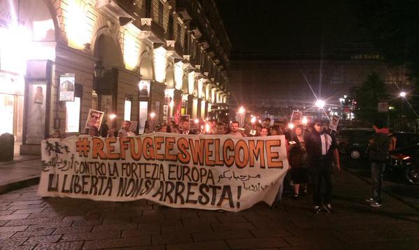 Pro-Refugee March;Turin, Italy, Sept 2015