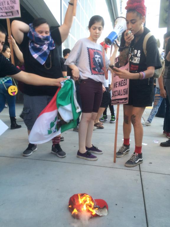 Protesters Burn Iconic Trump Hat; San Jose, USA, June 2016