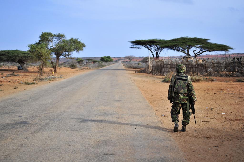 Kenyan Soldier Stands Gaurd