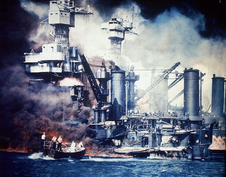 USS West Virginia Sinks During the Attack on Pearl Harbor, Hawaii, December 1941