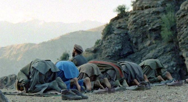 Anti-Soviet Mujahideen in Prayer, Afghanistan, 1987