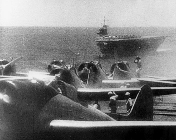 Japanese Planes Preparing for Attack on Pearl Harbor, Hawaii, December 1941