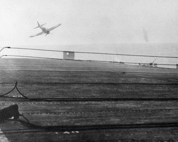 Escort Carrier USS White Plains is Attacked by Kamikaze, Battle of Leyte Gulf, October 1944