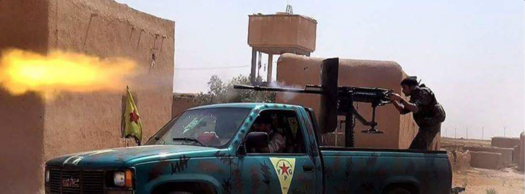 Kurdish People's Protection Units (YPJ) Fighters Firing Machine Gun, 2015