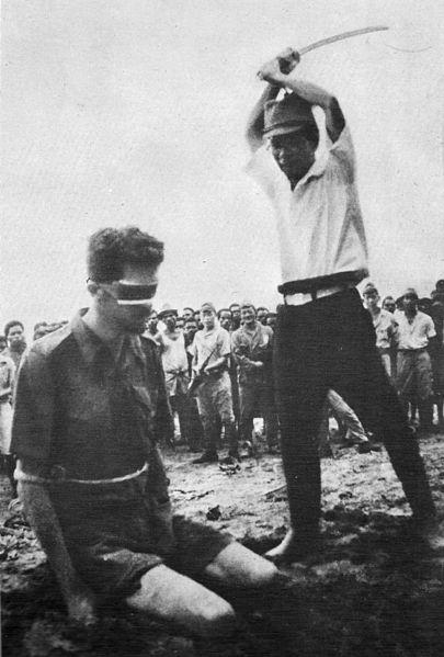 Dutch Special Forces Sergeant Being Executed by Japanese Soldier, New Guinea, Dutch East Indies, Oct