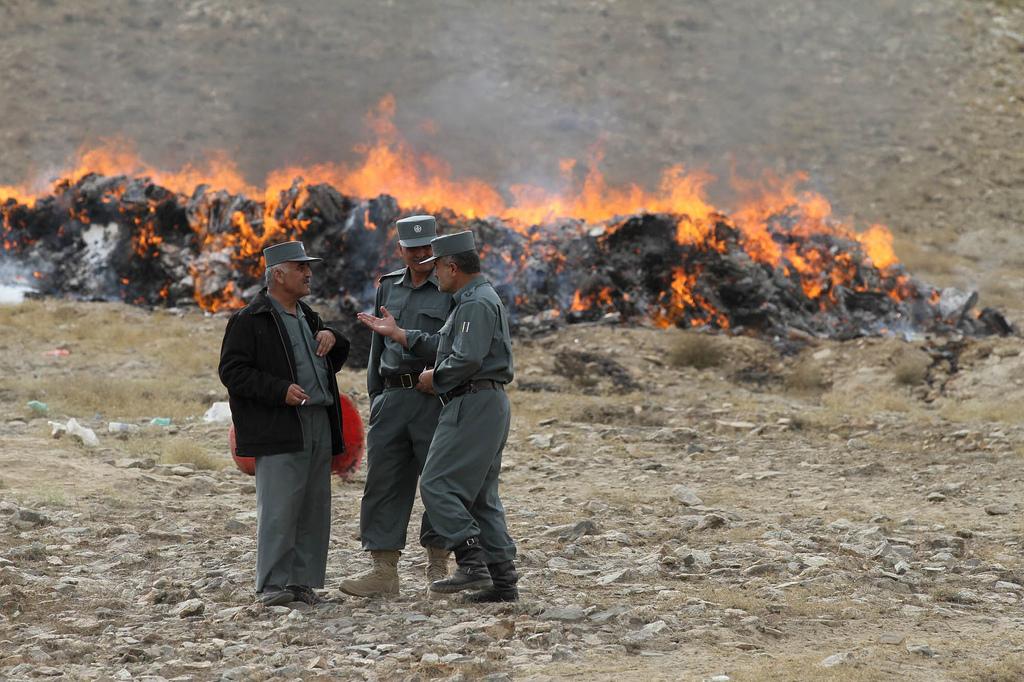 Afghan Security at an Opium Destruction Event, 2012