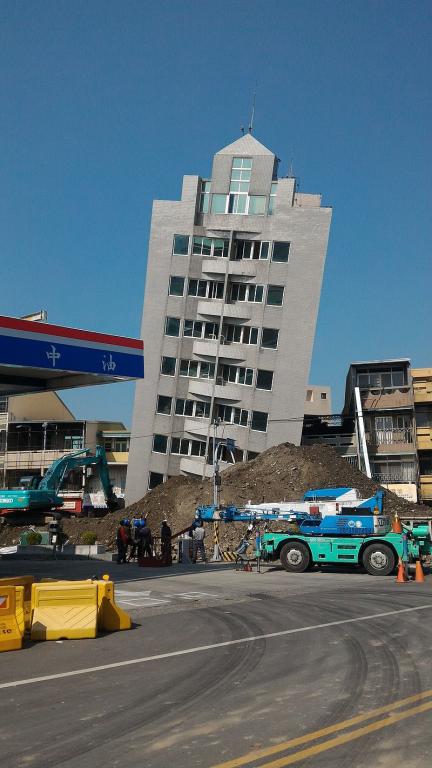 Effects of 2016 Taiwan earthquake; Hsinhua, Taiwan, February 2016