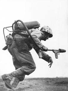 US Marine Corps Flamethrower Operator, Iwo Jima, Japan, February 1945