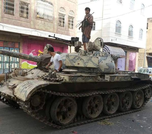 Anti-Houthi Fighters Tank Patrol; Taiz, Yemen, July 2015