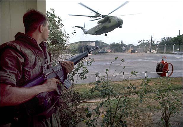 Marine Provides Security During the Fall of Saigon, South Vietnam, April 1975