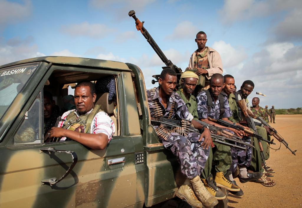 Anti-Shabaab Raskamboni Militants on Truck, Somalia, 2013