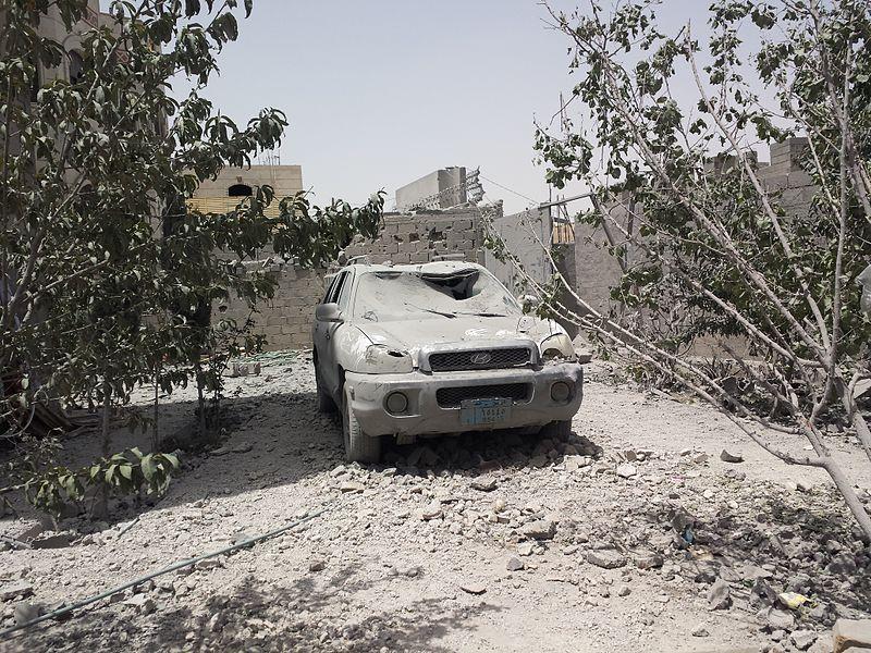 Destroyed Auto in Yemen from Saudi-Led Airstrikes; Sana'a Yemen, June 2015