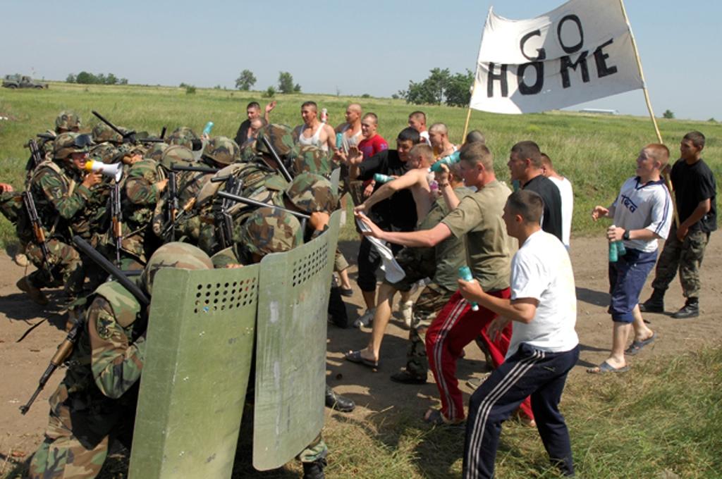 Moldovan Army Engage Mock Protest