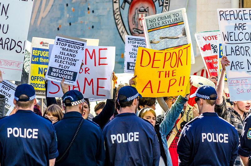 Protesters outside Australian Labour Party Caucus; Sydney, Australia, July 2013