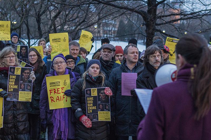 Human Rights Protest for Saudi Blogger Badawi, Norway, Jan 2015