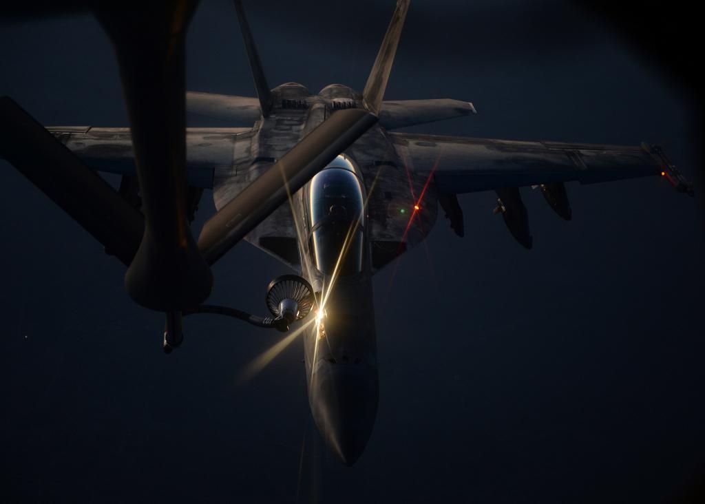 American Super Hornet Refuels Over Northern Iraq, August 2014