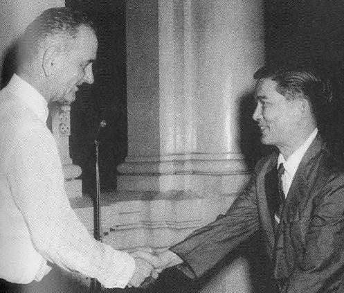 US President Johnson and South Vietnamese President Ngo, Saigon, South Vietnam 1961