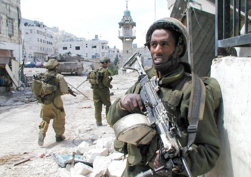 IDF Soldier Standing Guard; Nablus, Palestine, 8 April 2002