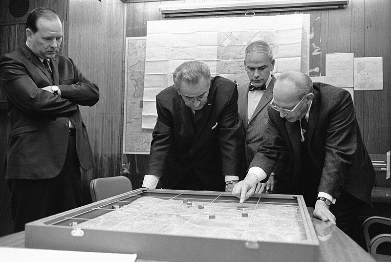 US President Johnson Briefed on Battle of Khe Sanh, Tet Offensive, February 1968