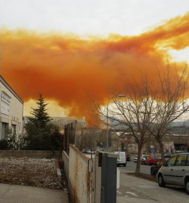 Toxic Orange Cloud over Catalonia after Factory Accident, Feb 2015