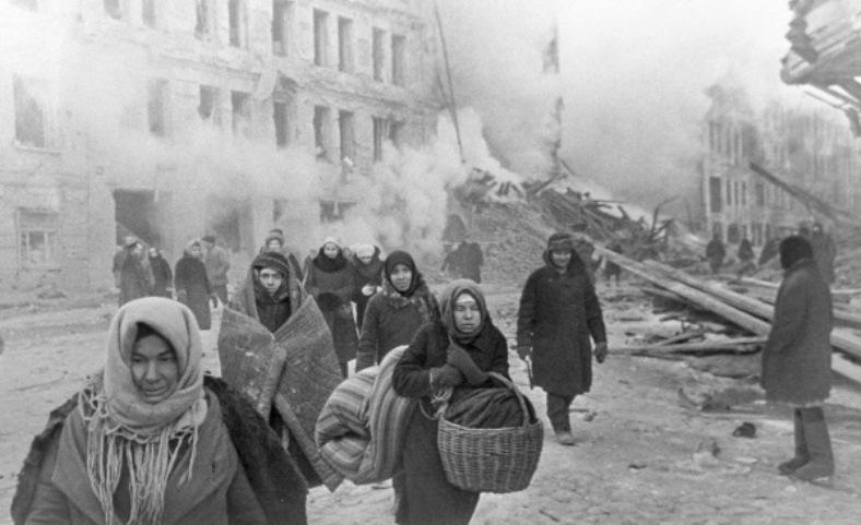 Civilians Flee German Bombardment of Leningrad