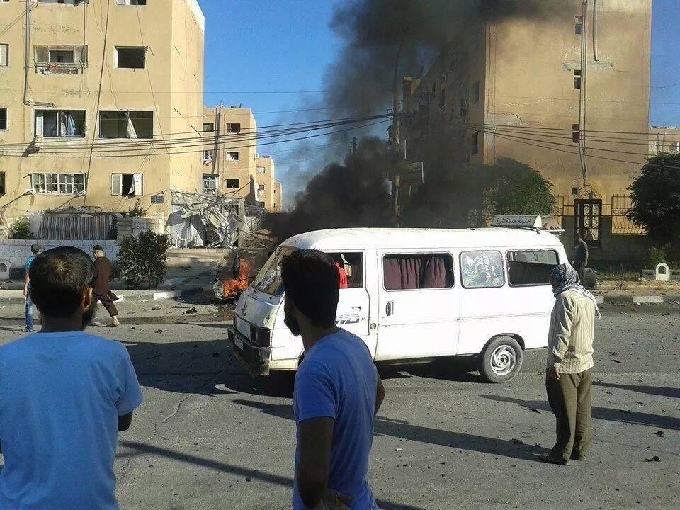 Burning Car Following Bomb Blast, Al Tabqah Syria, September 2014