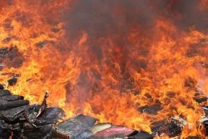 Burning of Confiscated Drugs in North Saada; Yemen, 2016