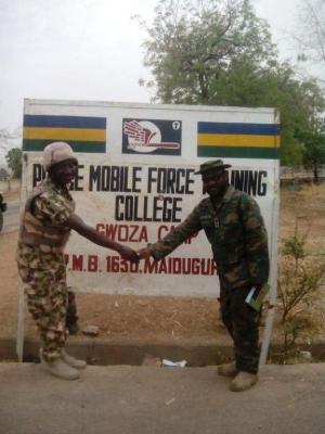 Nigerian Army Soldiers Pose Infront of Military College, Gwoza Nigeria, Mar 2015