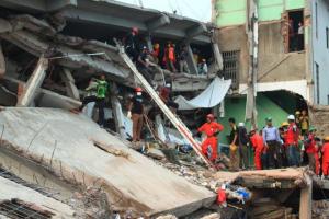 Side View of the Collapsed Savar Structure, Bangladesh, Apr. 2013