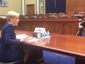 Cecile Richards testifying to Congress that all people should have access to reproductive care